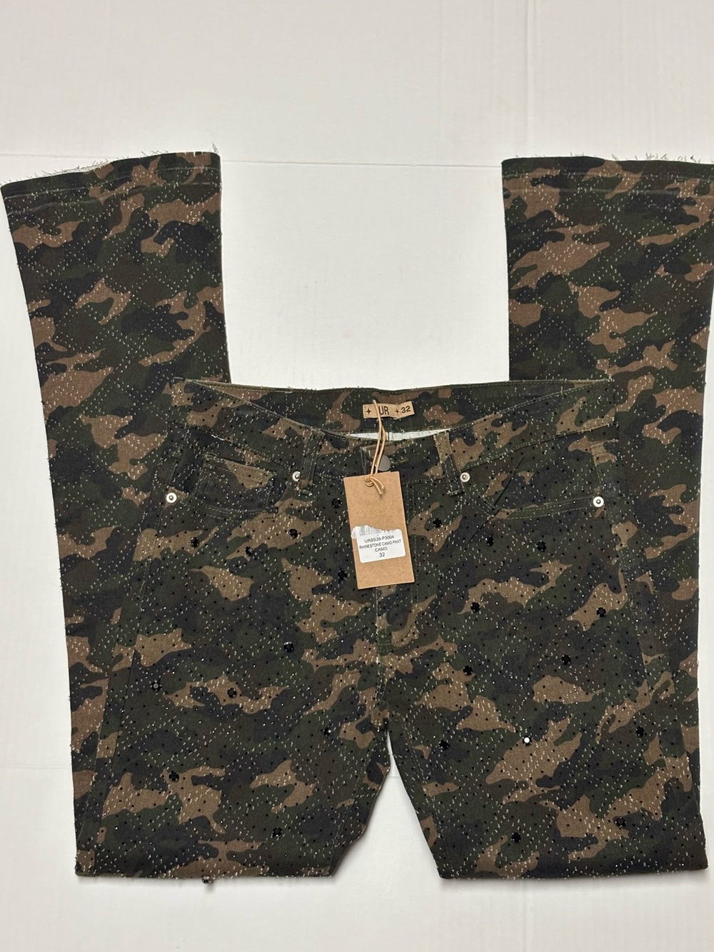Men's Camouflage Flare Rhinestone Jeans